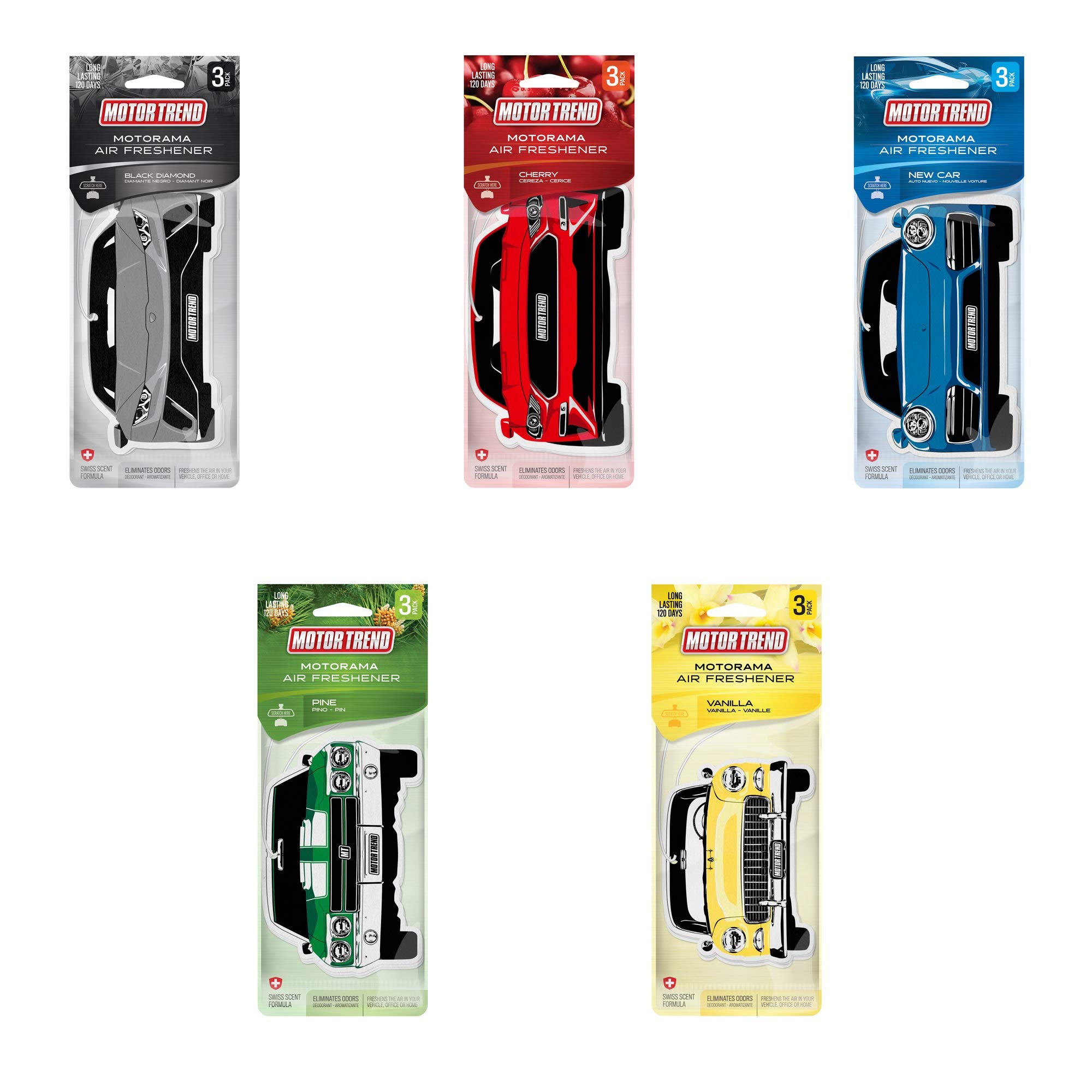 Premium Car Air Freshener Variety Pack - 240 Long-Lasting Odor Eliminating Fresheners (5 Fragrances) for Cars, Home & Office - Perfect for Road Trips, Daily Commute & Kitchen Freshness