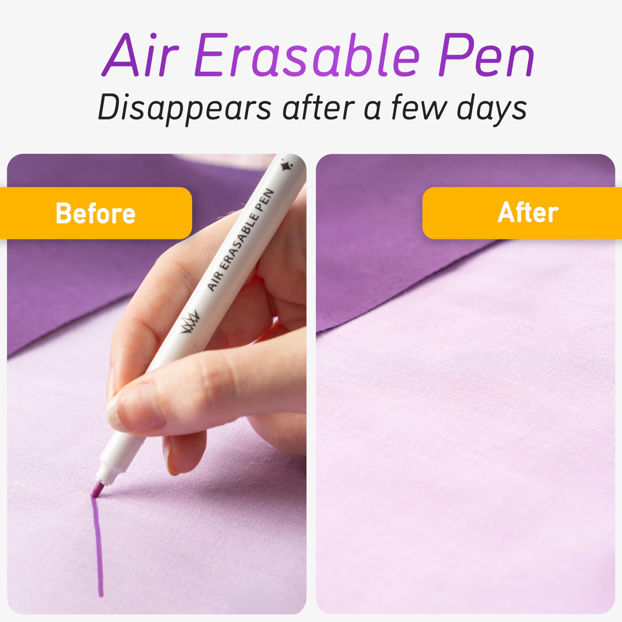 Lange & König Air & Water Erasable Fabric Markers for Sewing & Quilting - Washable Tailor's Chalk Alternative for DIY, Embroidery & Dressmaking - Perfect Sewing Supplies & Gifts for Craft Lovers