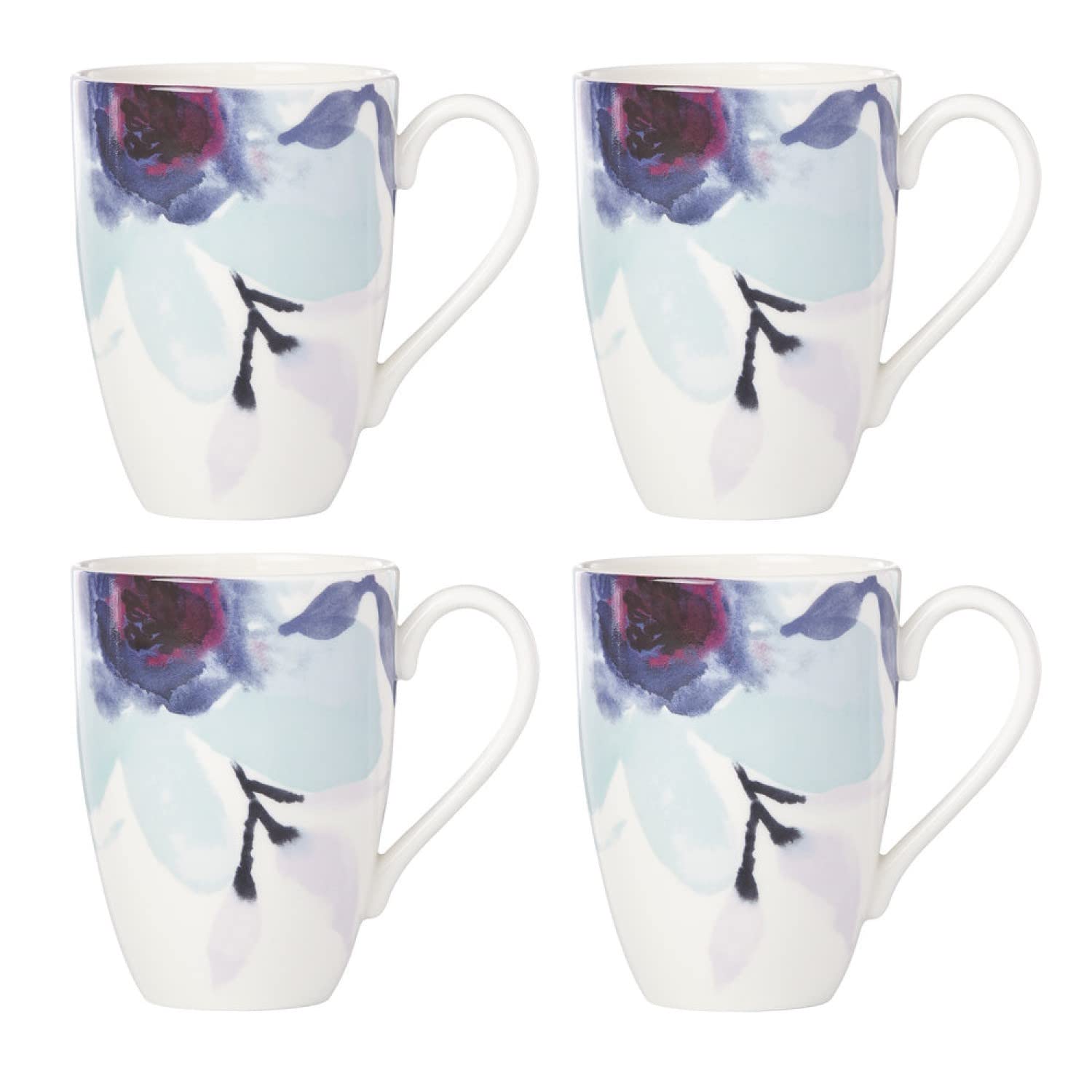 LENOX Indigo Watercolor Floral 12-Piece Dinnerware Set - 18.45 LB Blue Porcelain Plates & Bowls - Elegant Tableware for Dinner Parties, Weddings & Home Decor
