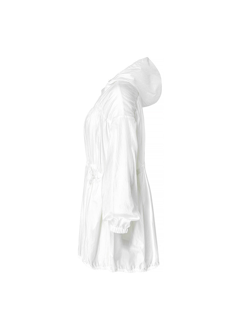 Stylish Airy Balloon Shirring Hood Long Jacket for Women - Trendy Oversized Outerwear for Casual Outings & Streetwear Fashion