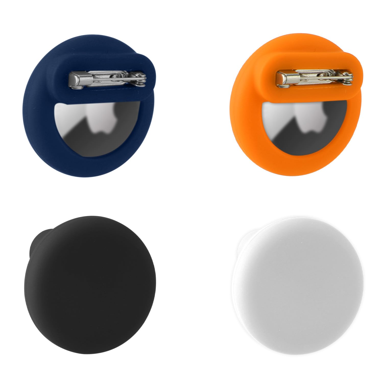 4PCS GPS Tracker Case for Apple AirTag - Durable Silicone Anti-Lost Device Cover with Hidden Pin Slot - Waterproof Protective Case for Kids & Pets (Black/White/Orange/Dark Blue) - Perfect for Backpacks, Luggage & Keychains