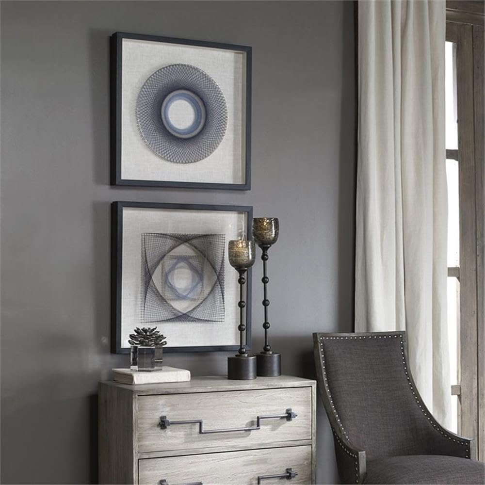 BOWERY HILL Modern 2-Piece Geometric String Wall Art Set - Abstract Home Decor for Living Room, Bedroom & Office Wall Decorations