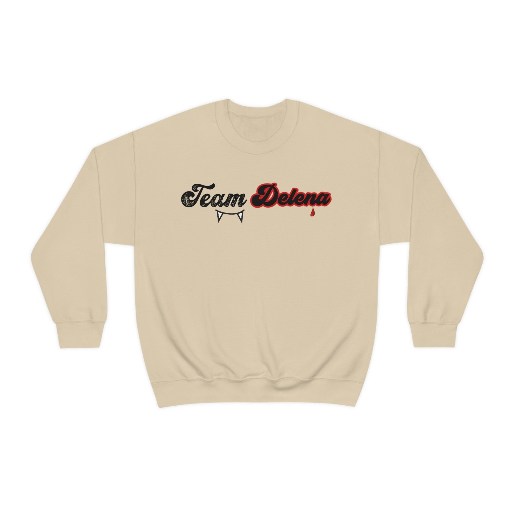 Team Delena TVD Crewneck Sweatshirt - Damon & Elena Salvatore The Vampire Diaries Merch - Perfect for Fan Gifts, Cosplay & TV Show Themed Parties