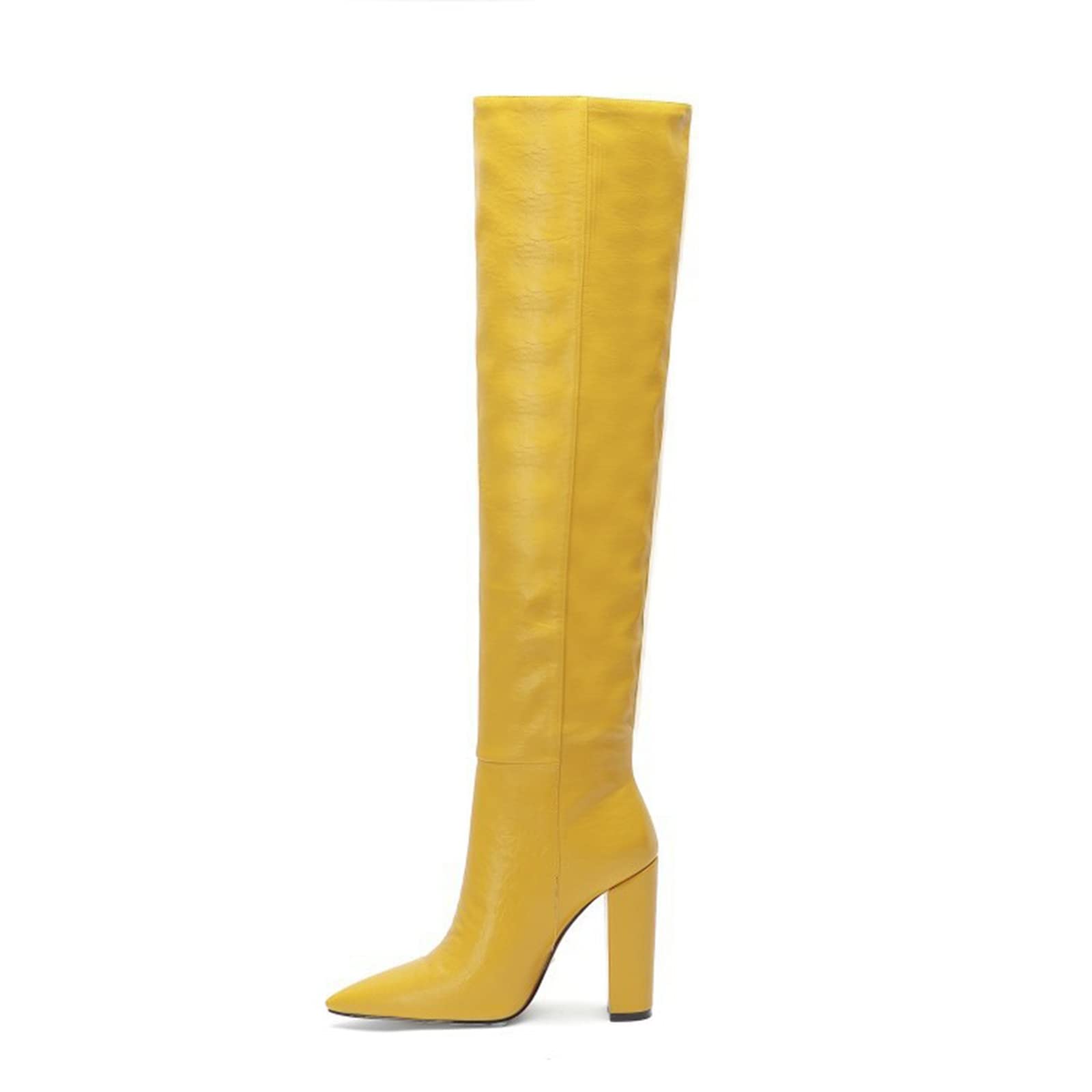 Stylish Women's Thick Heel High Boots with Folds - Leg Shaping Fashion Boots for Plus Size Ladies | Perfect for Spring & Autumn Outfits, Office Wear, and Night Out Occasions