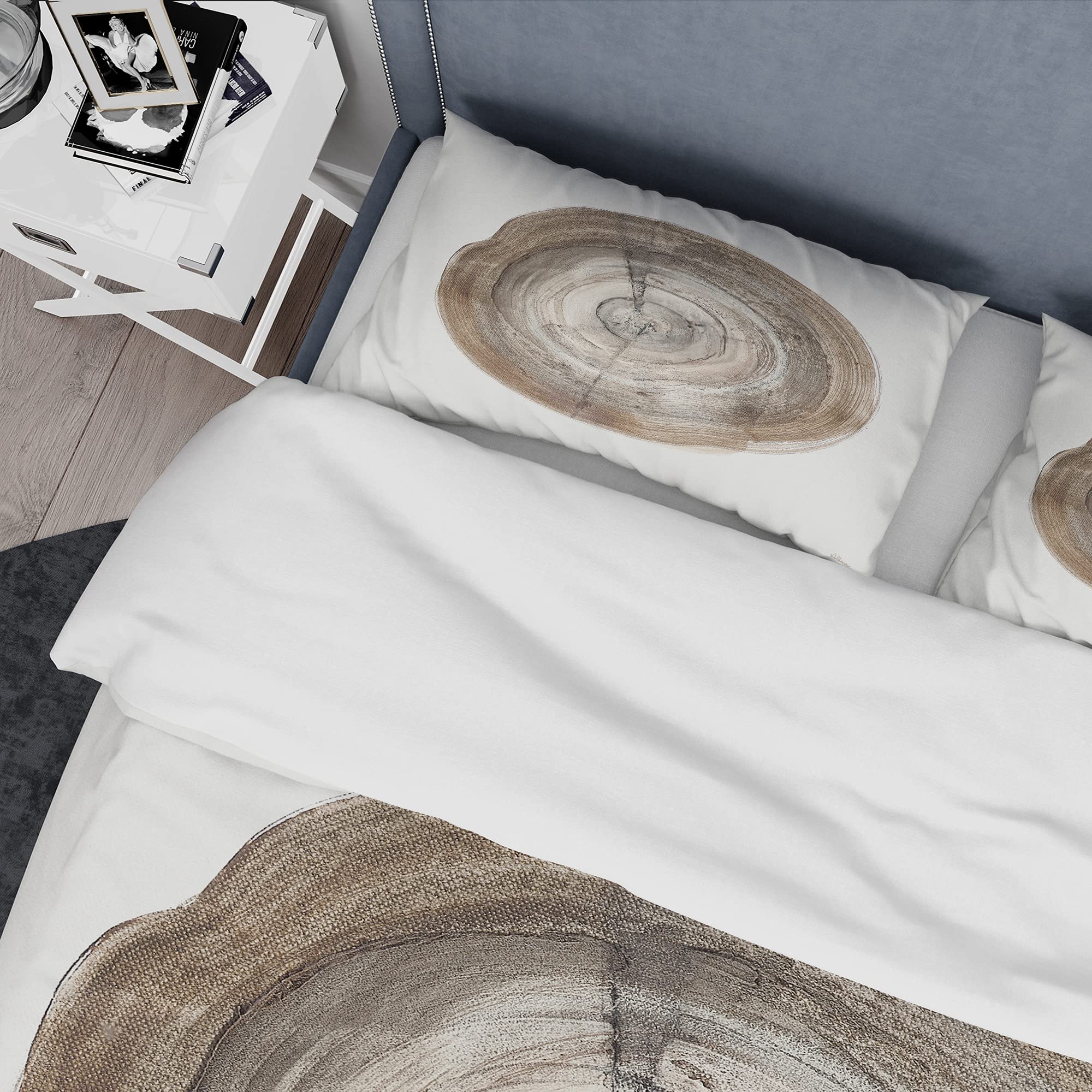 Circle Natural Elements Farmhouse Duvet Cover Set - King Size Beige Abstract Bedding 3-Piece Set | All Season Comfort for Rustic & Modern Bedrooms