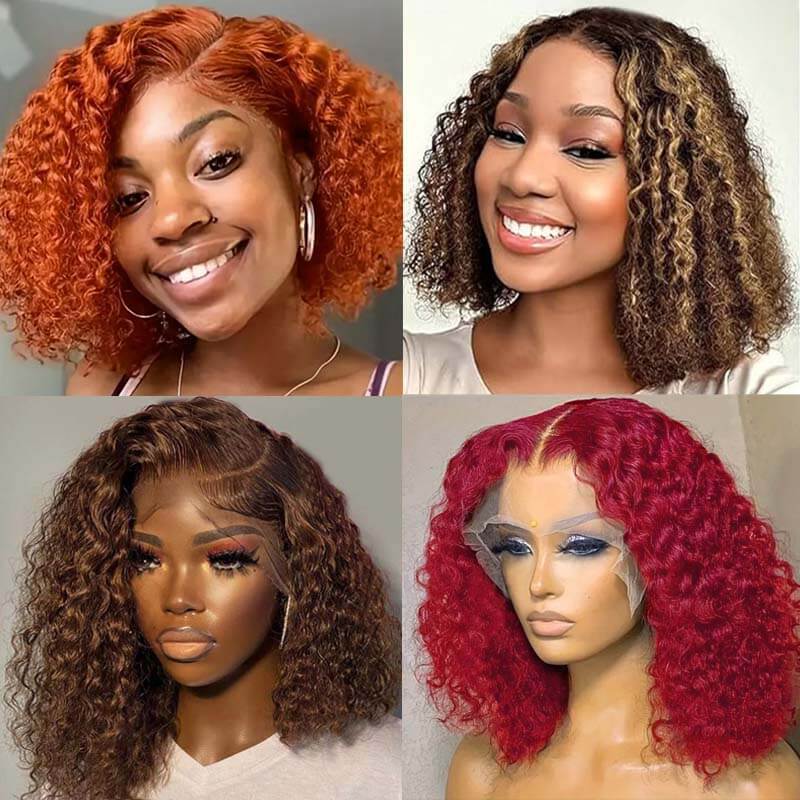 Eullair Short Glueless BOB Wigs - 12inch Curly Human Hair 13x4 Lace Frontal Wig with 180% Density | Pre-Colored Natural Look | Perfect for Daily Wear, Cosplay & Special Occasions | $99 Flash Sale