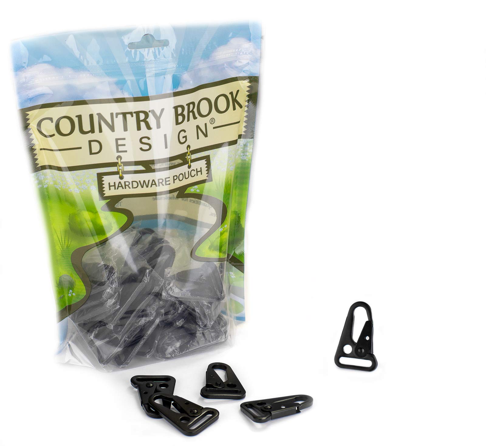 Country Brook Design - 1 Inch Black HK Sling Snap Hooks - Heavy Duty Metal Clips for Bags, Straps & Outdoor Gear - Perfect for Backpacks, Dog Leashes & Tactical Equipment