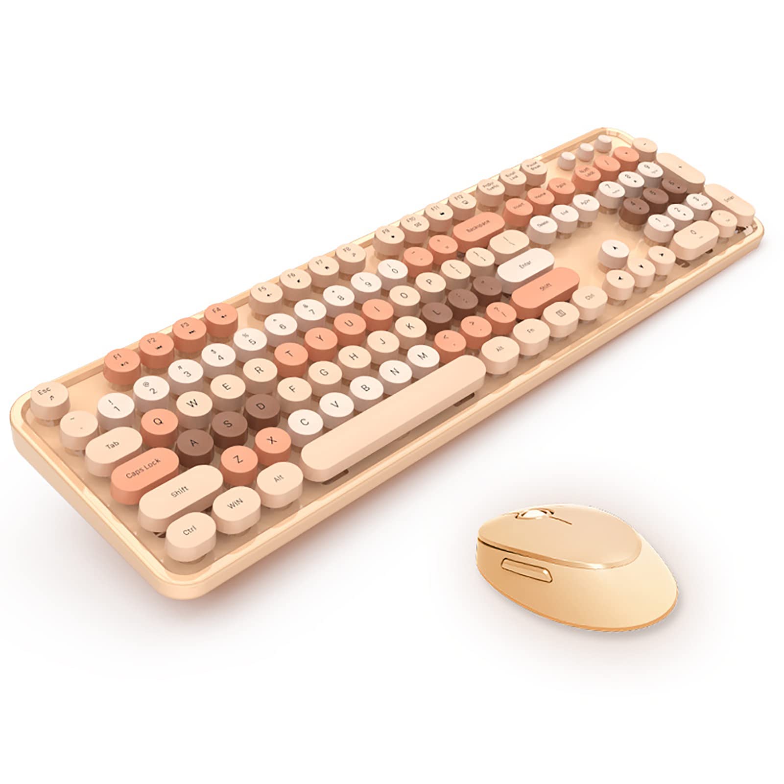 Sweet Mixed Color Ergonomic Keyboard and Mouse Combo for Computer, Laptop, PC - Cute Wireless Desktop Set for Home Office & Gaming