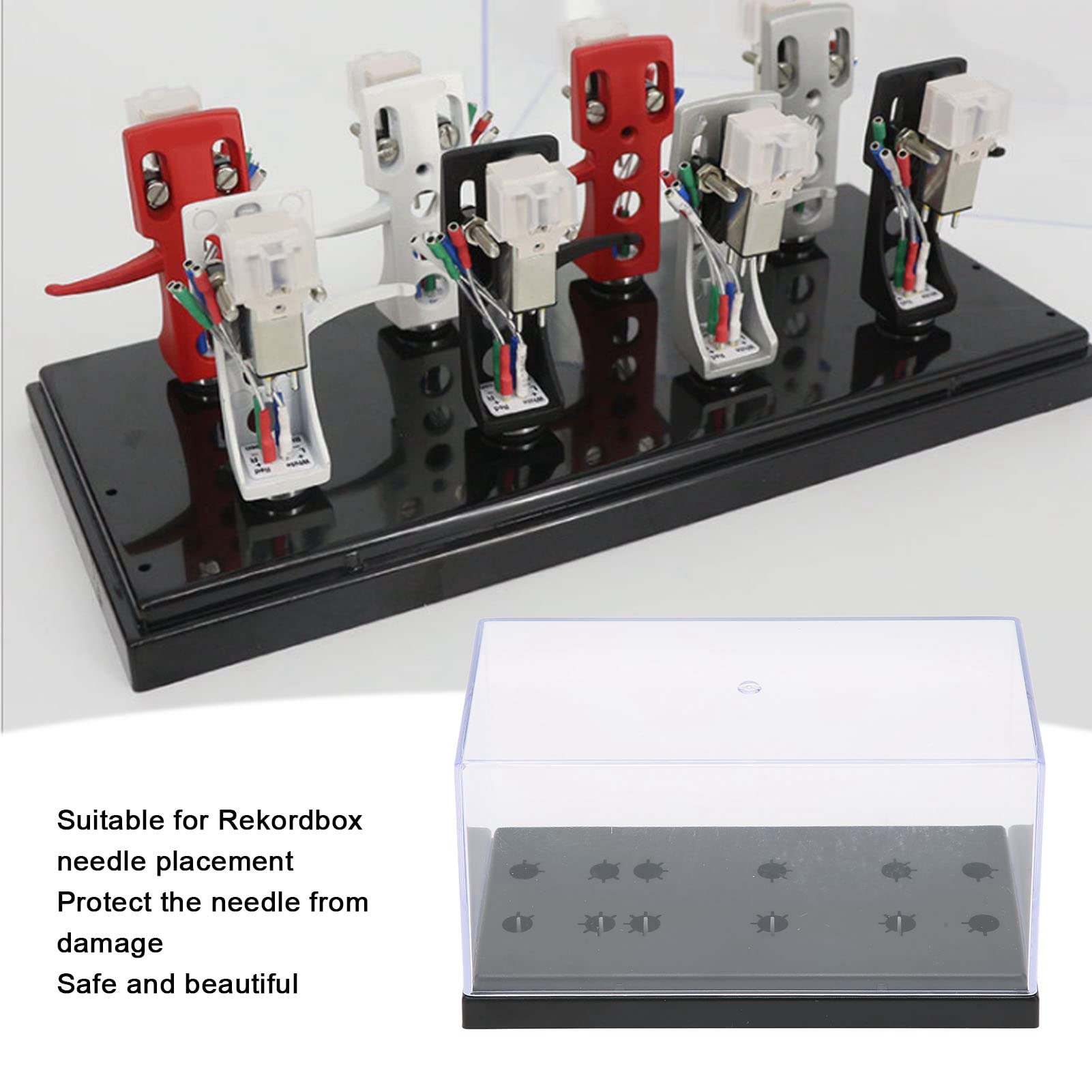 Premium Transparent Phono Shell Case - High-End Phonograph Head Storage Box with Long Needle Rack | Display & Protect Headshell Cartridges - Perfect for Vinyl Record Collectors & Audiophiles