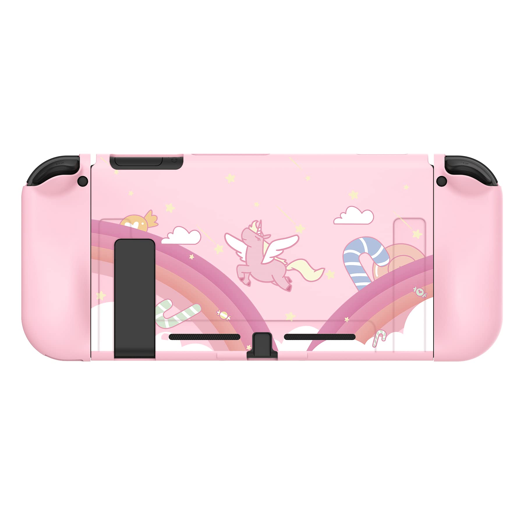 PlayVital Protective Case for Nintendo Switch Joy-Con Controllers - Rainbow Unicorn TPU Cover with Cap for Enhanced Grip & Scratch Protection | Perfect for Gaming, Travel & Storage