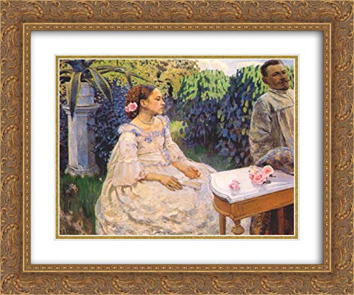 Victor Borisov Self Portrait With Sister - 24x20 Gold Ornate Frame, Double Matted Museum Art Print - Perfect for Living Room, Bedroom, or Office Wall Decor