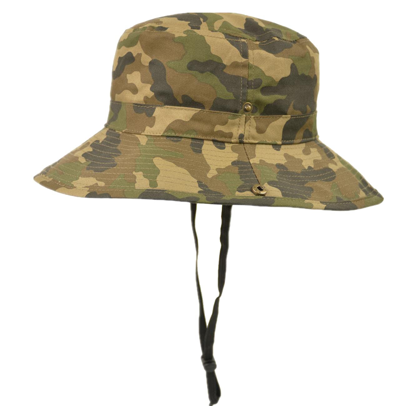 Boys Camo Sun Hat with Wide Brim - UPF 50+ Sun Protection Bucket Hat for Outdoor Activities, Hiking, Fishing & Safari - Kids Adjustable Boonie Hat for Beach, Jungle & Summer Adventures