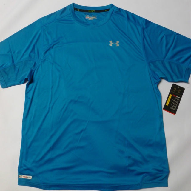 UNDER ARMOUR ETHER Fitted Printed Short Sleeve Running T-Shirt for Men - Royal Blue | Moisture-Wicking Performance Top for Jogging, Gym & Outdoor Activities