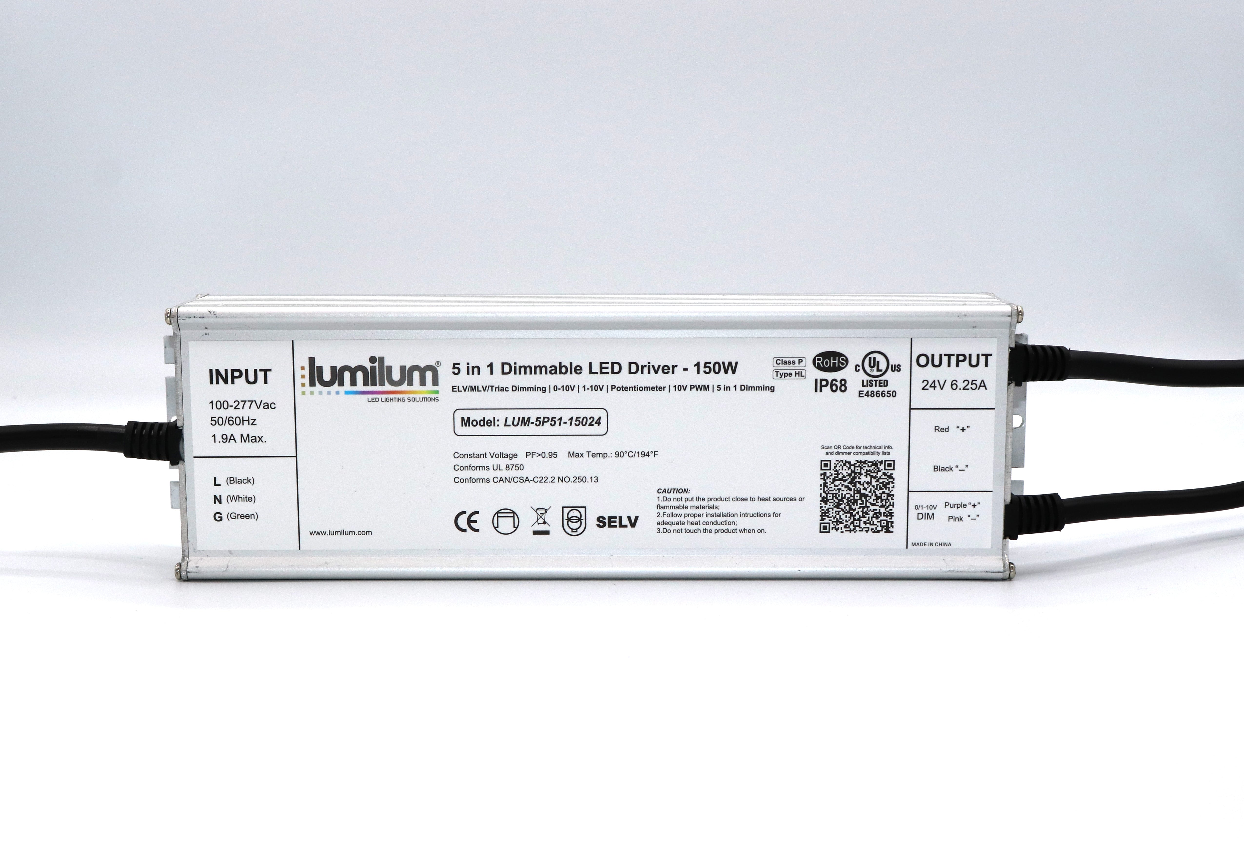 24V 5-in-1 Waterproof Dimmable LED Driver - 40W to 288W Universal Power Supply for Outdoor & Indoor LED Lighting, Landscape, Signage & Architectural Lighting Projects