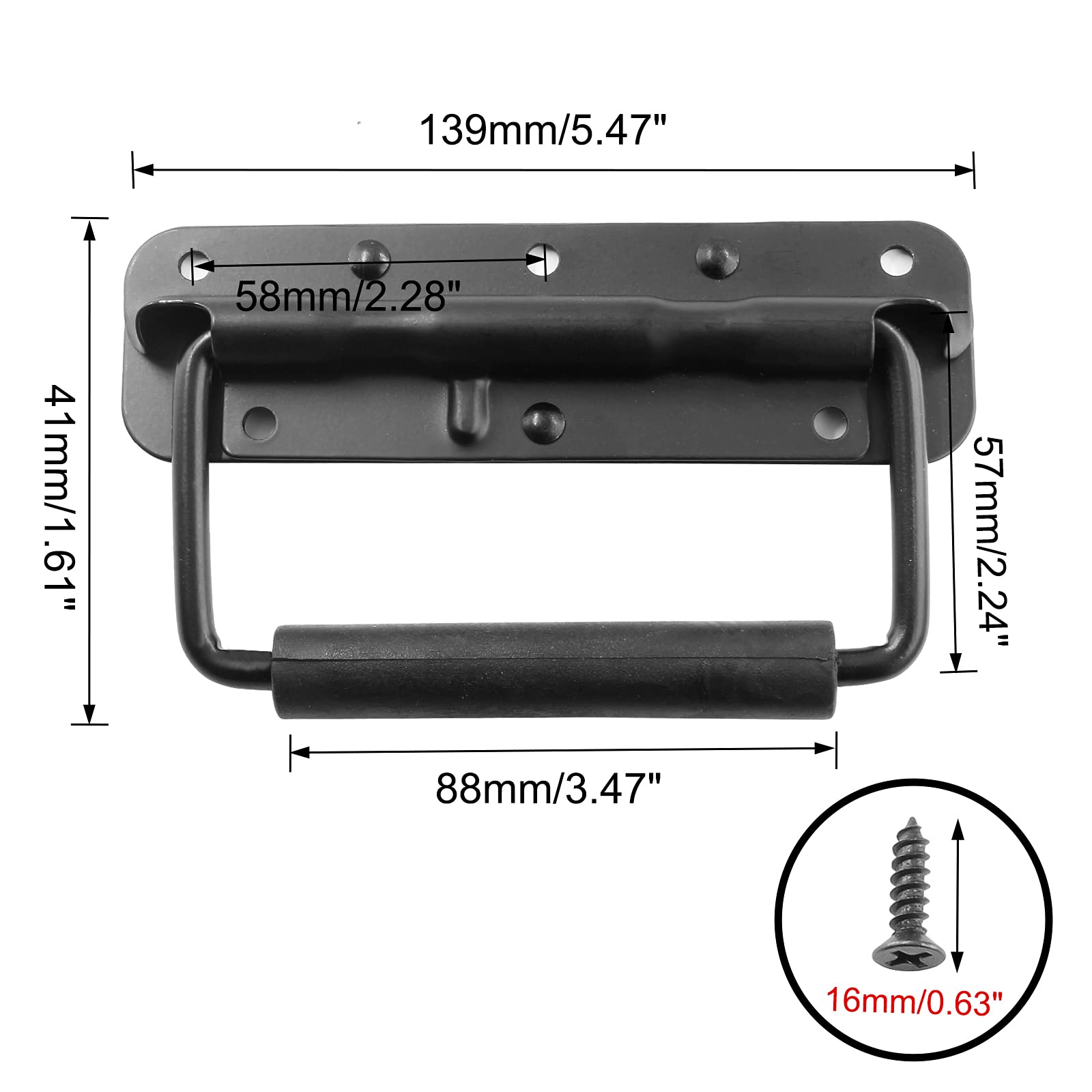 2Pcs Black 304 Stainless Steel Surface Mount Spring Loaded Speaker Case Handles - 5.47