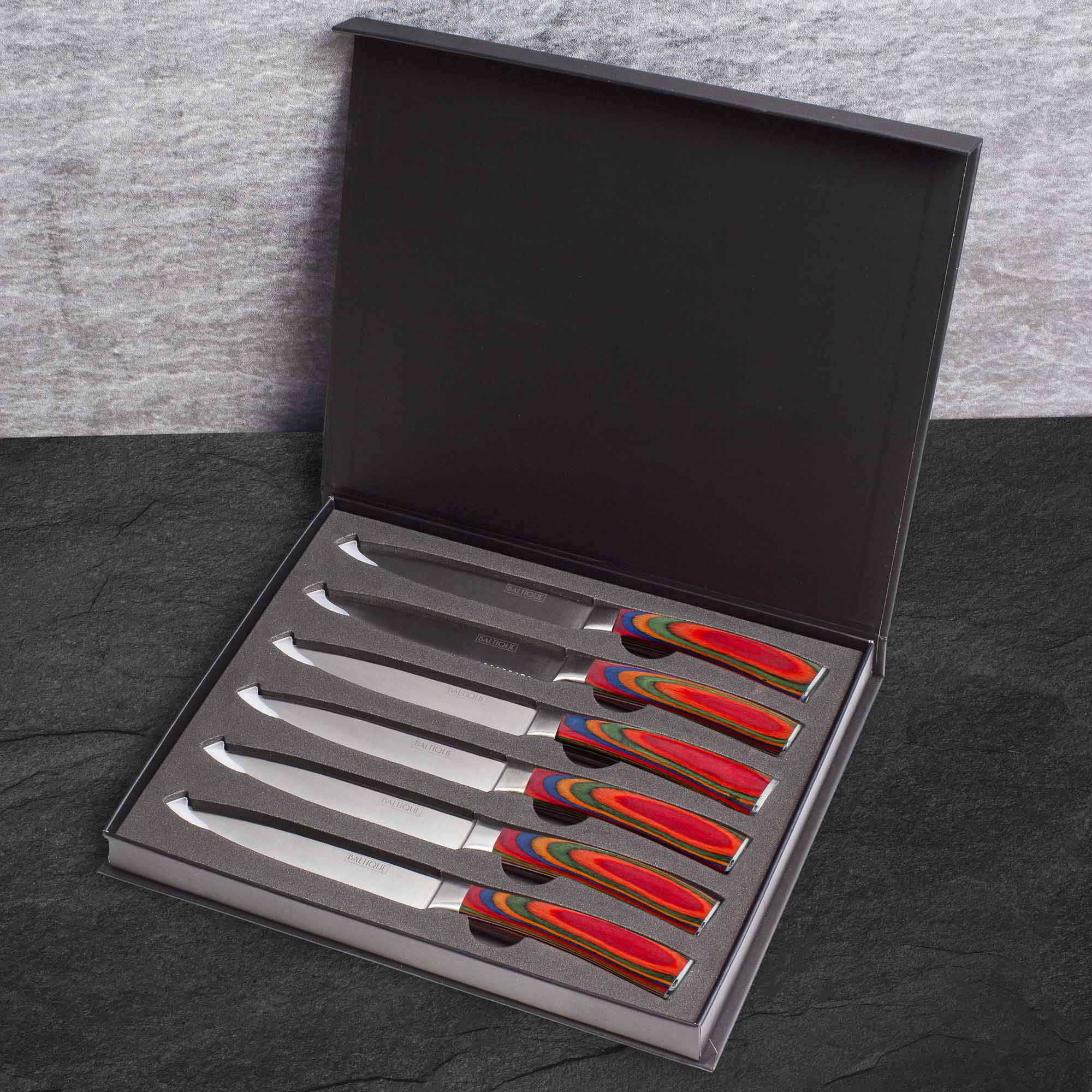 Baltique® Marrakesh Collection 6-Piece Steak Knife Set - Premium Stainless Steel Steak Knives for Fine Dining & Meat Cutting - Perfect for Restaurants, Dinner Parties & Home Kitchens