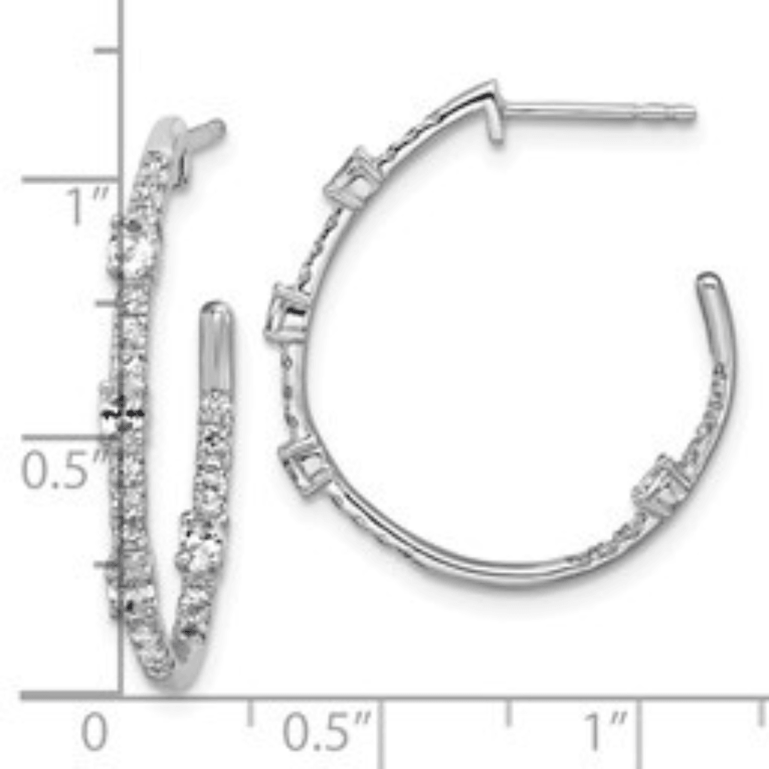 14K White Gold Lab-Created Diamond J Hoop Earrings for Women - Elegant Everyday Jewelry Gift for Her, Perfect for Parties, Weddings & Special Occasions