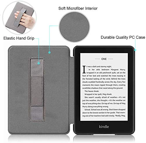 Waterproof Kindle 10th Generation (2019 Release) Case - Durable Leather Cover with Auto Wake/Sleep & Hand Strap, Compatible with Model J9G29R (Dark Blue) - Perfect for Beach, Pool & Outdoor Reading