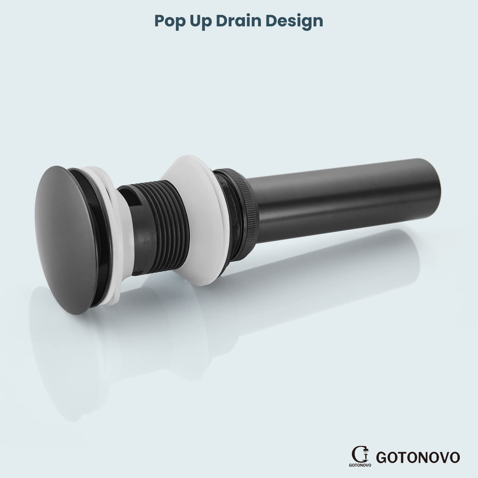 Gotonovo Black Pop Up Drain Stopper with Overflow - Bathroom Sink Faucet Stopper for Vessel Vanity Sinks - Durable Drain Accessories - Perfect for Bathroom Renovation & Home Improvement Projects