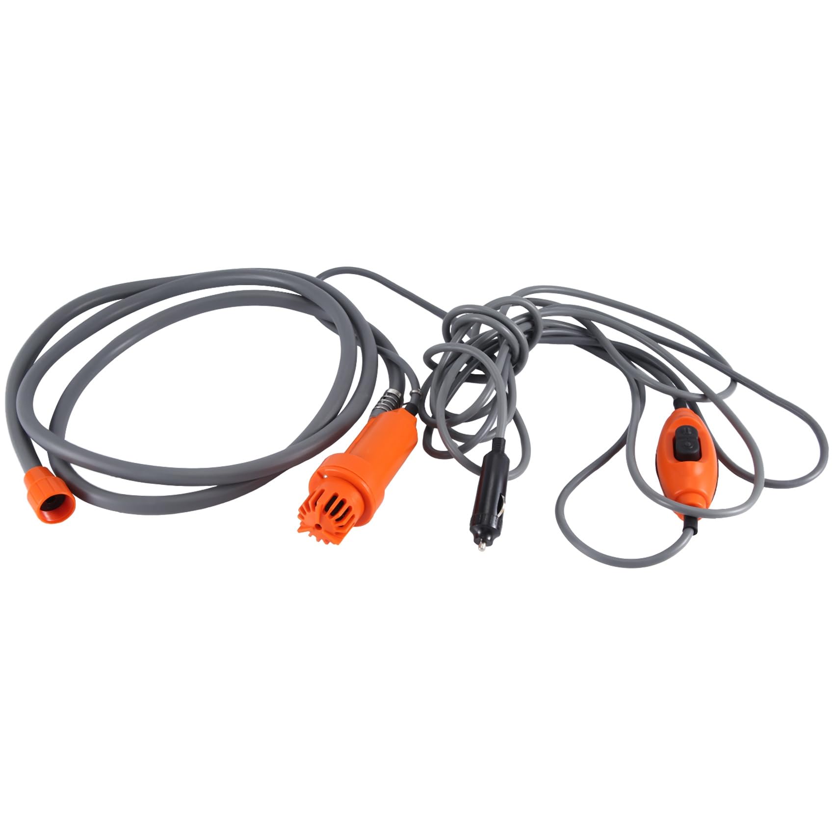 12V Portable Car Shower Kit - Universal Car Washing Machine with High Pressure Pump & Hose - Perfect for RV, Camping, and Outdoor Vehicle Cleaning (Orange)