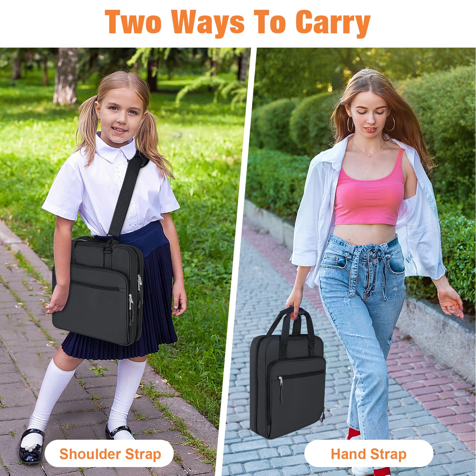 3 Ring 2 Inch Zipper Binder - 500 Sheet Capacity School Binder with Zipper Closure for Students, Teens & Kids - Compatible with 13-Inch MacBook - Includes Handle & Adjustable Shoulder Strap (Black) - Perfect for School, College, Office & Travel Organization