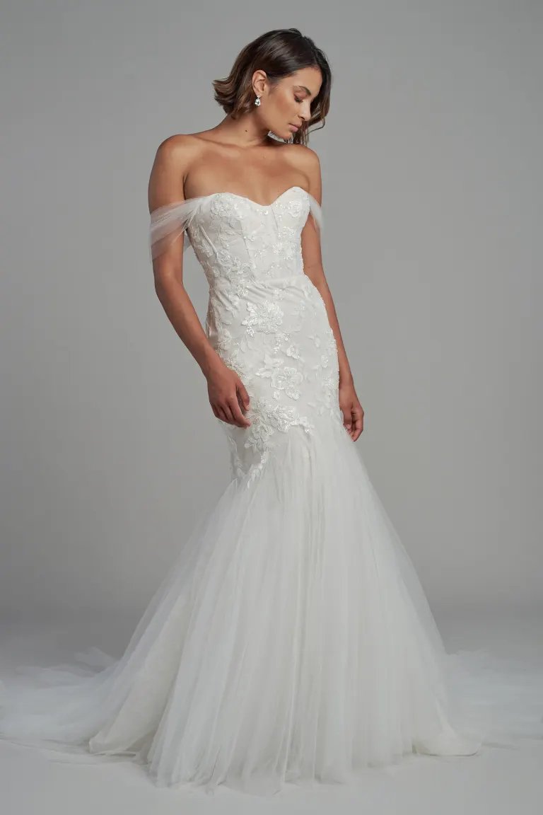 Jenny Yoo Adrienne Wedding Gown - Elegant Lace Bridal Dress for Bride, Perfect for Church Ceremony & Formal Reception