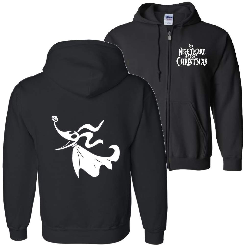 Nightmare Before Christmas Zero Jack Sally Zip Up Hoodie | Official Disney Halloween Sweatshirt | Cute Couples Costume & Christmas Gift