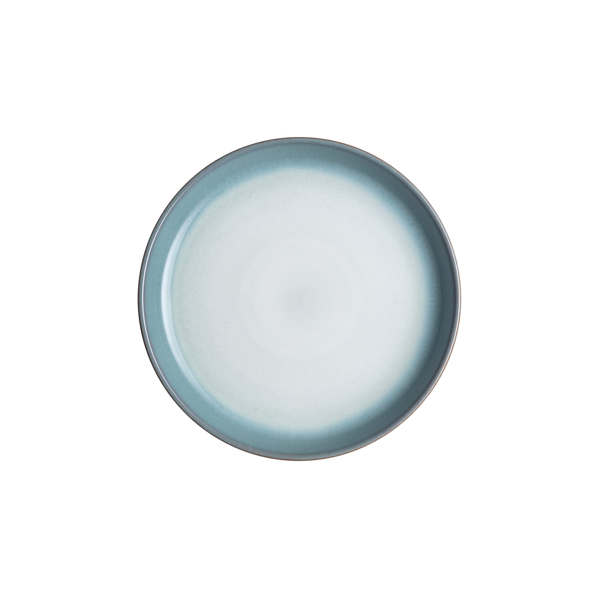 Denby Azure Haze Blue Coupe Small Plates Set of 4 - Stoneware Ceramic Dinner Plates for Everyday Use - Dishwasher, Microwave & Oven Safe - Chip Resistant Blue & White Gradient Glaze - Perfect for Appetizers, Desserts or Casual Dining
