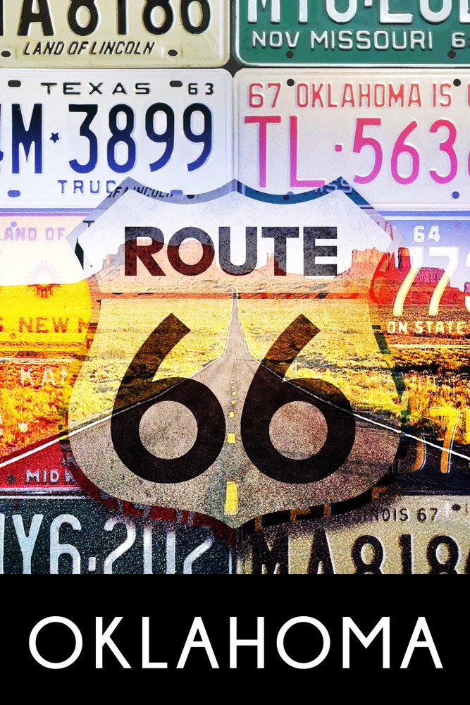 Oklahoma Route 66 License Plate - 12x18 Gallery Quality Metal Art Sign for Wall Decor | Vintage Americana Aluminum Sign for Man Cave, Garage, Bar & Road Trip Themed Rooms