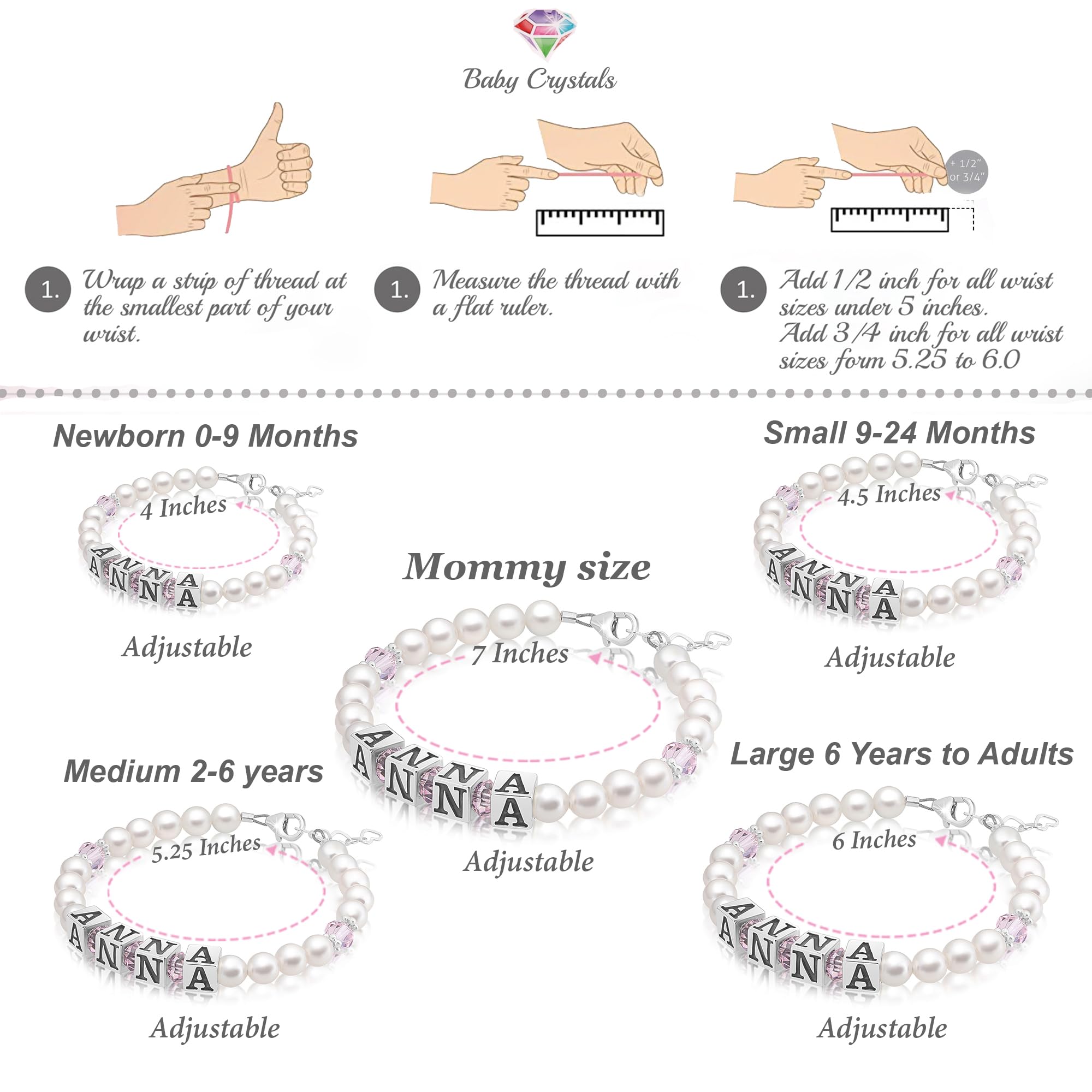 Personalized Sterling Silver Baby Bracelet with Initial Alphabet Beads & White Pearls - Custom Name Jewelry for Girls, Baptism & Birthday Gifts - Perfect for Christenings, First Communion & Special Occasions