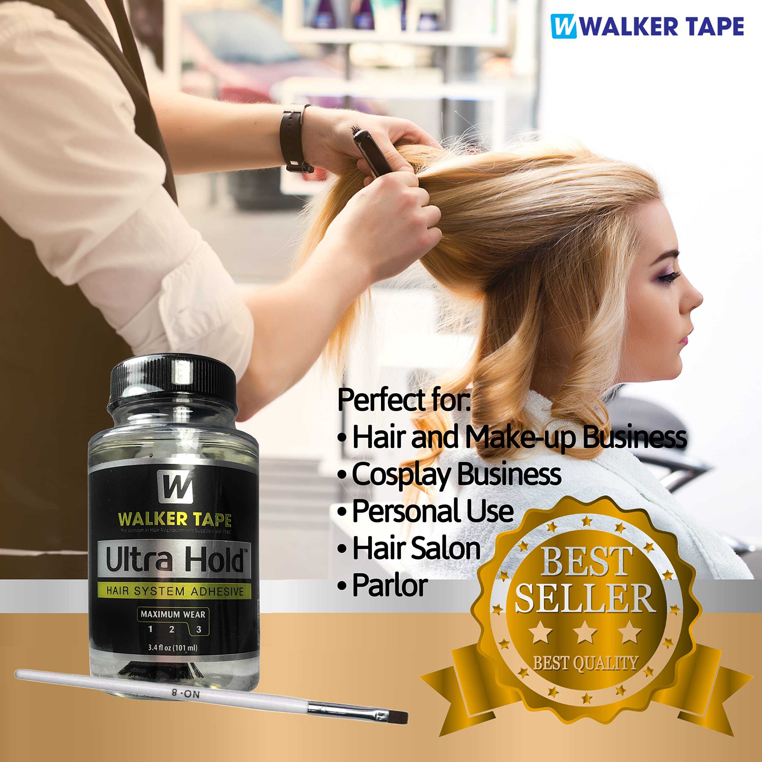 Ultra Hold Hair System Adhesive 3.4oz with White Brush Applicator - Strong Waterproof Wig Glue for Lace Front Wigs, Toupees & Weaves | Invisible Hold for All-Day Wear | Perfect for Daily Use, Cosplay & Special Events
