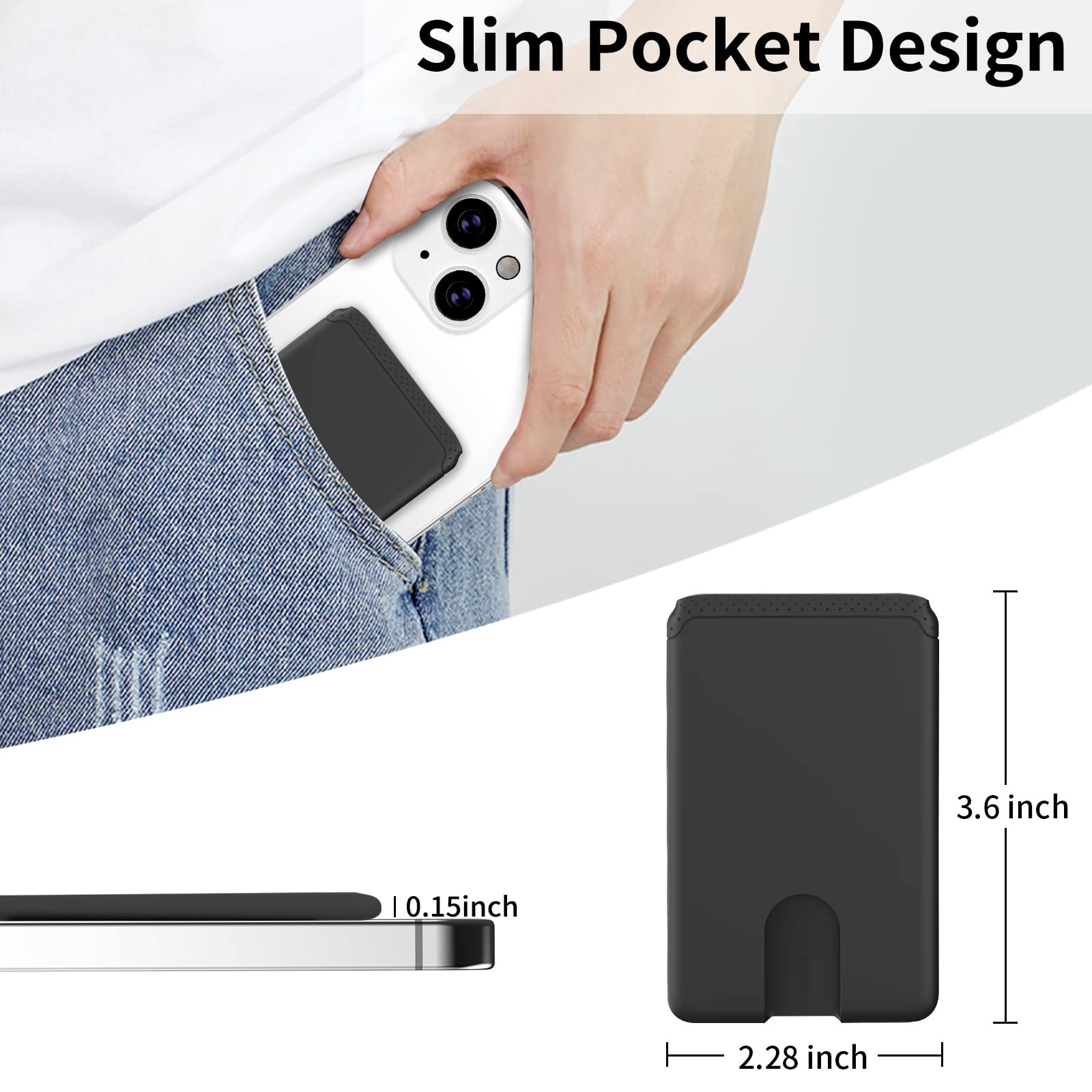 Stick-On Phone Wallet for iPhone 12/11/X/XS - 3 Pack Credit Card Holder (Black, White, Pink) | Slim Card Pocket Pouch for Smartphones | Perfect for Travel, Shopping & Everyday Use