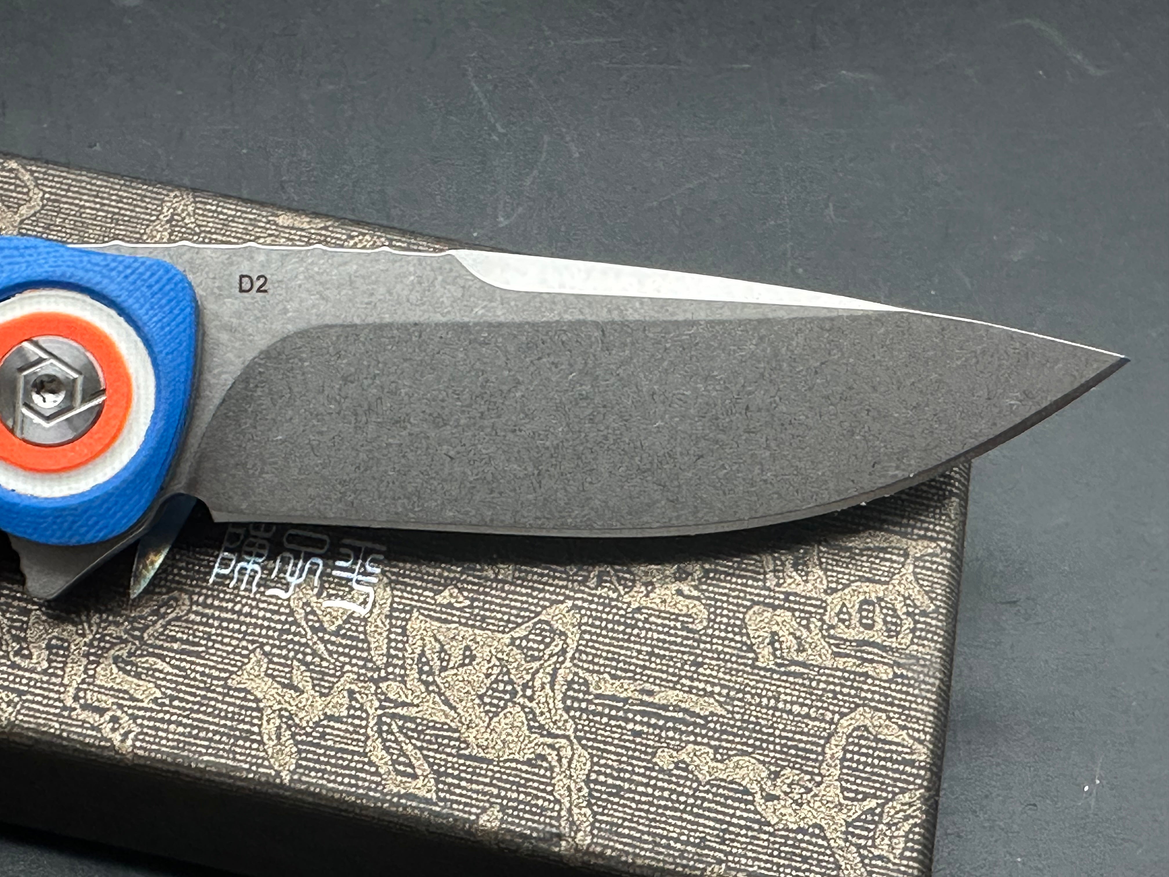CH Knives CH3511 Folding Pocket Knife - Blue & Orange G10 Handle, Durable EDC Knife for Outdoor Camping, Hiking & Everyday Carry