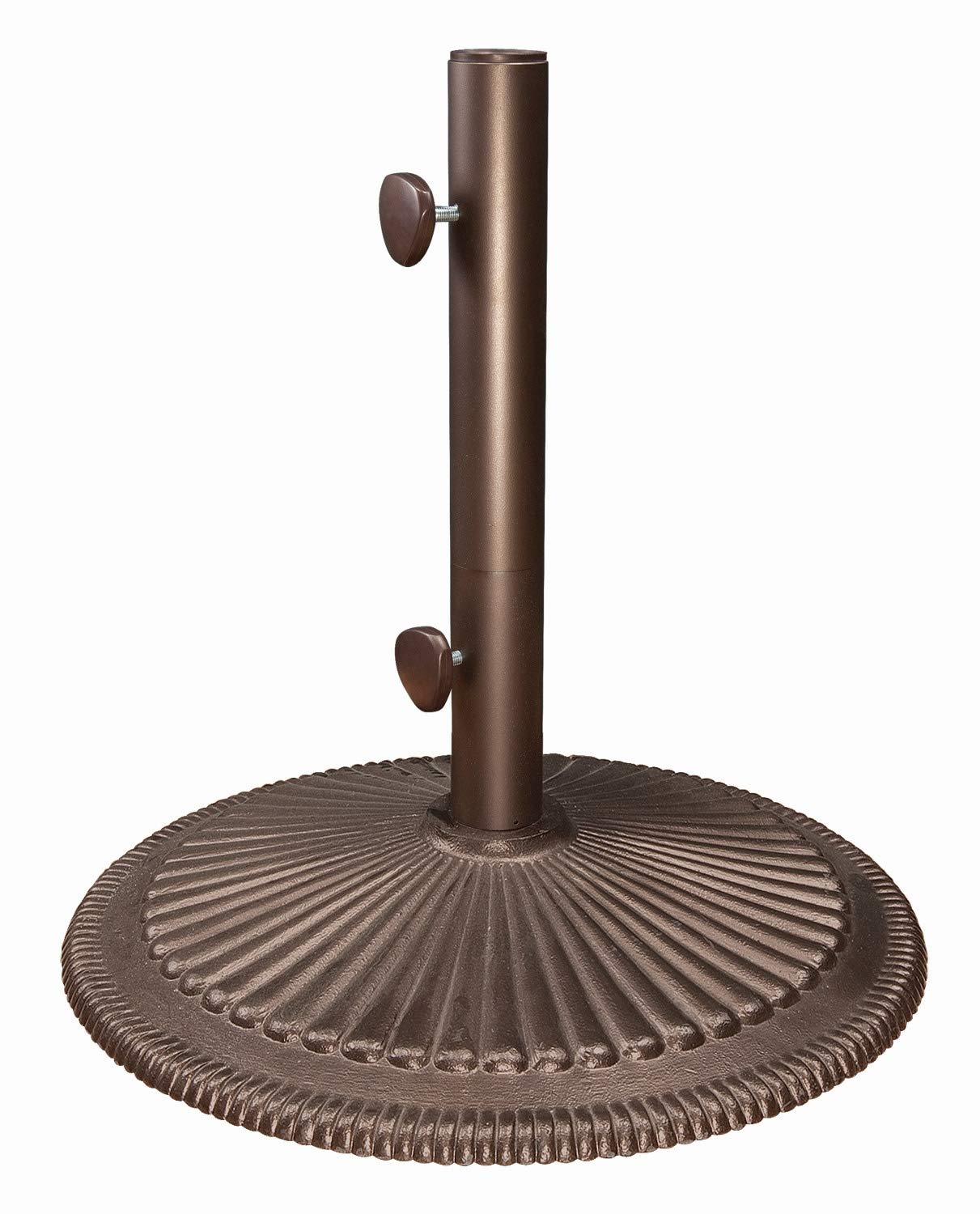 SimplyShade 50lb Cast Iron Freestanding Patio Umbrella Base - Heavy Duty Bronze Outdoor Weighted Stand for Market Umbrellas - Perfect for Poolside, Backyard, Deck & Garden Use