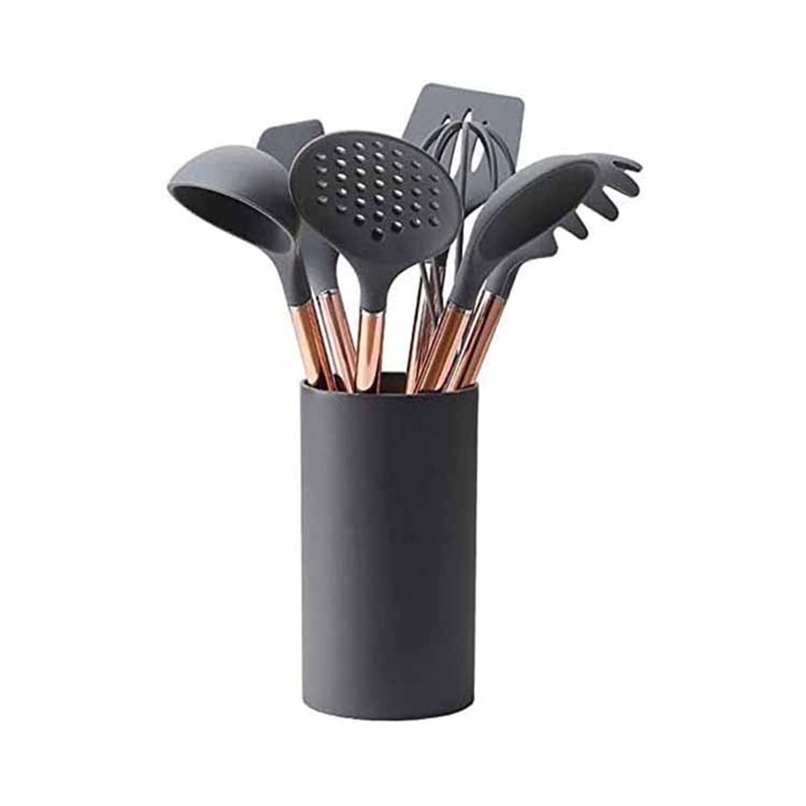 Heat-Resistant Silicone Cookware Set - Nonstick Kitchen Utensils with Spatula for Pots & Pans | Baking, Cooking & Frying Accessories (Grey)