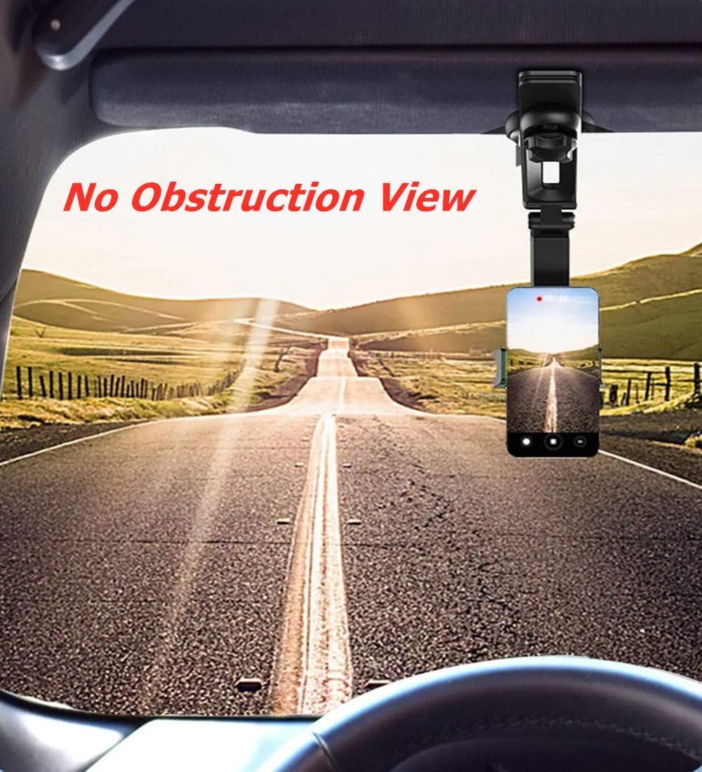 Universal Adjustable Car Phone Holder Mount - Sun Visor, Rearview Mirror & Steering Wheel Compatible - Multi-Angle Phone Stand for Safe Driving - Perfect for GPS Navigation, Hands-Free Calls & Road Trips