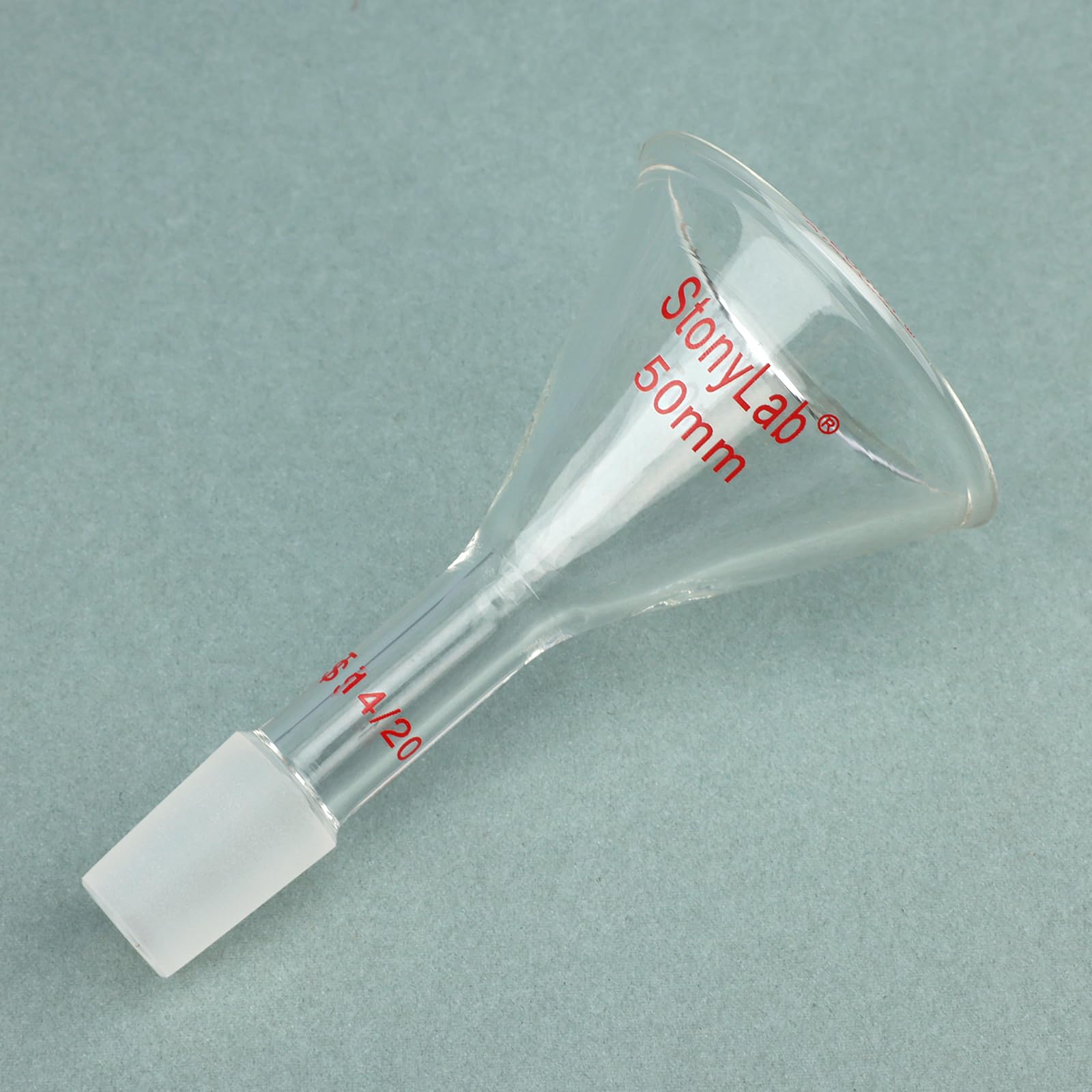 Stonylab Borosilicate Glass Powder Funnel - 50mm Diameter, 14/20 Joint Size with Short Neck - Ideal for Chemistry Labs, Scientific Experiments & DIY Projects