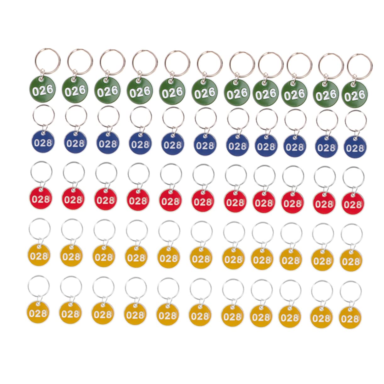 NAMOARLY 50pcs Metal Luggage ID Tags with Key Rings - Durable Number Plates for Travel Bags, Suitcases & Backpacks - Perfect for Airport, Cruise & Business Travel Organization