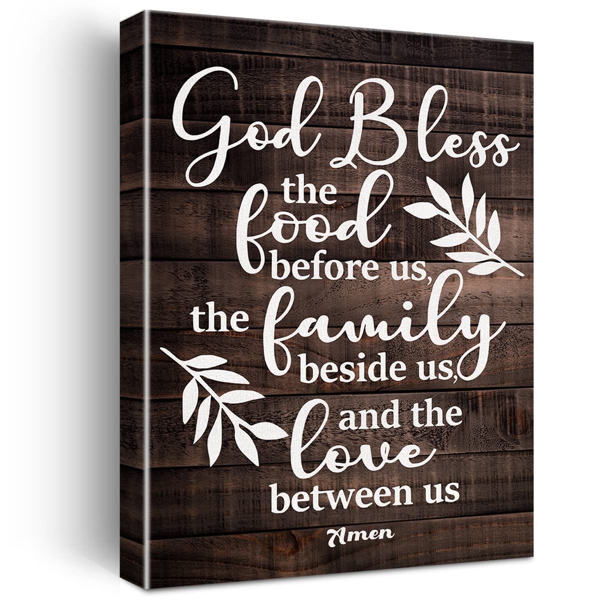 Bless the Food Before Us - Inspirational Scripture Quote Canvas Wall Art, Rustic Bible Verse Print, Christian Home Decor, Framed Positive Poster Painting (12x15 Inch) - Perfect for Kitchen, Dining Room & Church Gifts