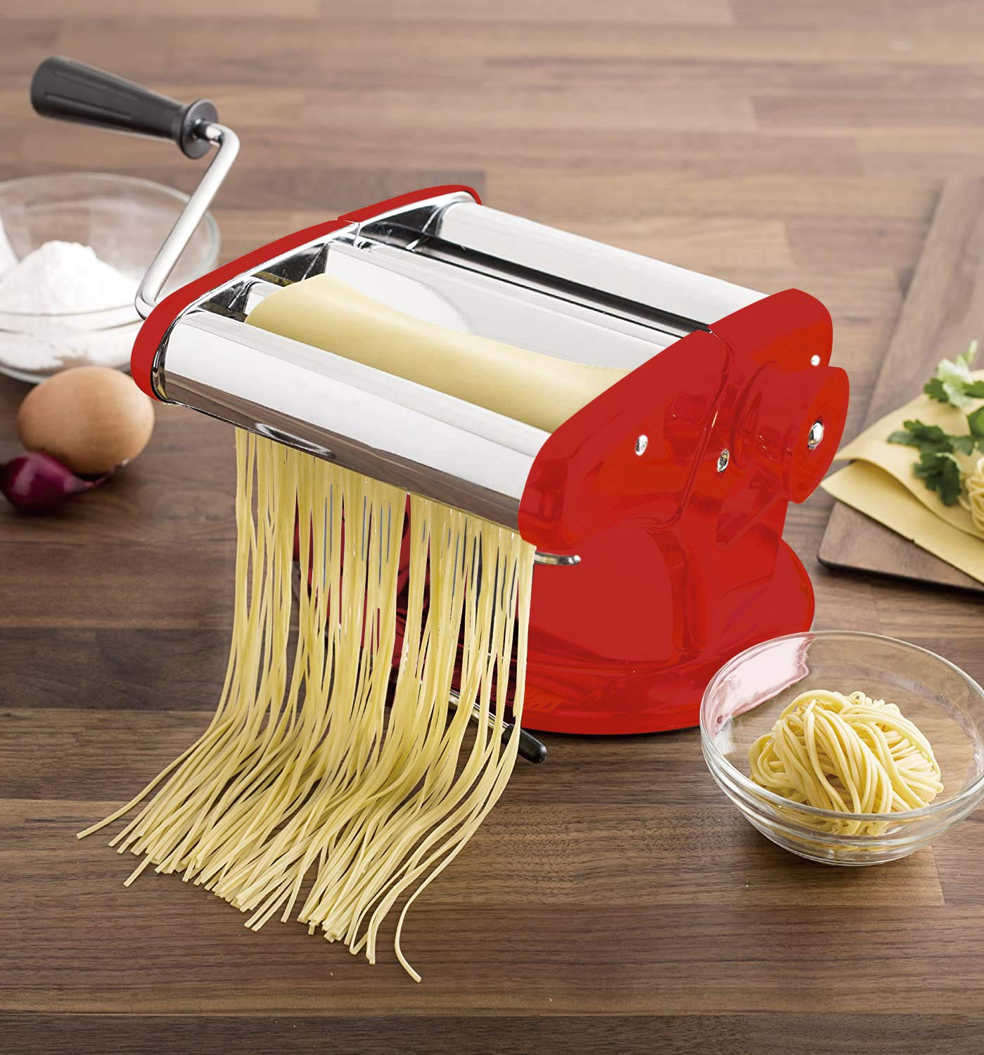 Cestari Ultimate Stainless Steel Pasta Maker Machine with Patented Suction Base - 150mm Pasta Roller with Hand Crank, Cutter & Recipes - Perfect for Homemade Pasta, Ravioli, Lasagna & Italian Cooking