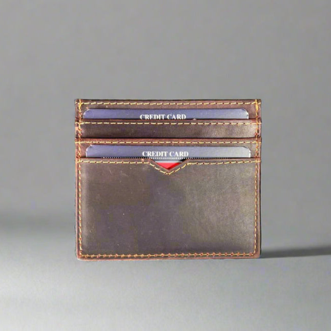 Slim Cow Leather Card Holder for Men - RFID Blocking Minimalist Wallet for Credit Cards & ID - Perfect for Travel, Business, and Everyday Use