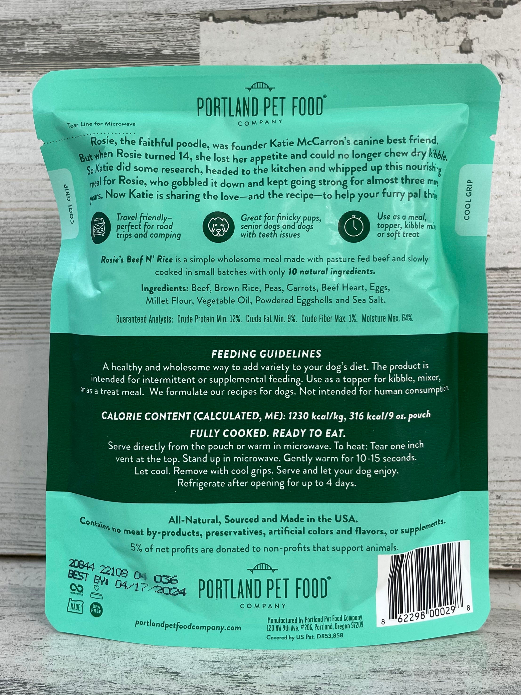 Premium Portland Pet Food - Rosie's Beef & Rice Recipe for Dogs | High-Protein, Grain-Inclusive Dry Dog Food | Perfect for Adult Dogs & Active Puppies | Home Feeding & Travel Use