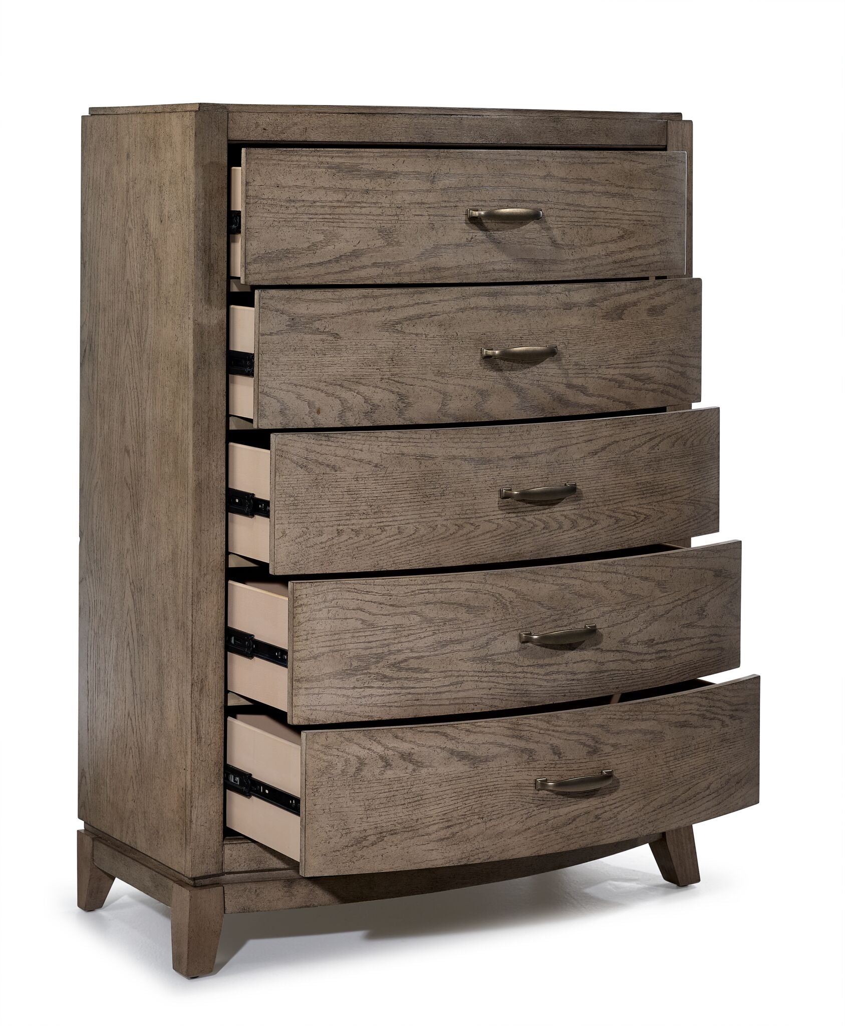 Camelot 5-Drawer Dresser Chest - Vintage Beige Wooden Storage Cabinet for Bedroom, Living Room & Closet Organization