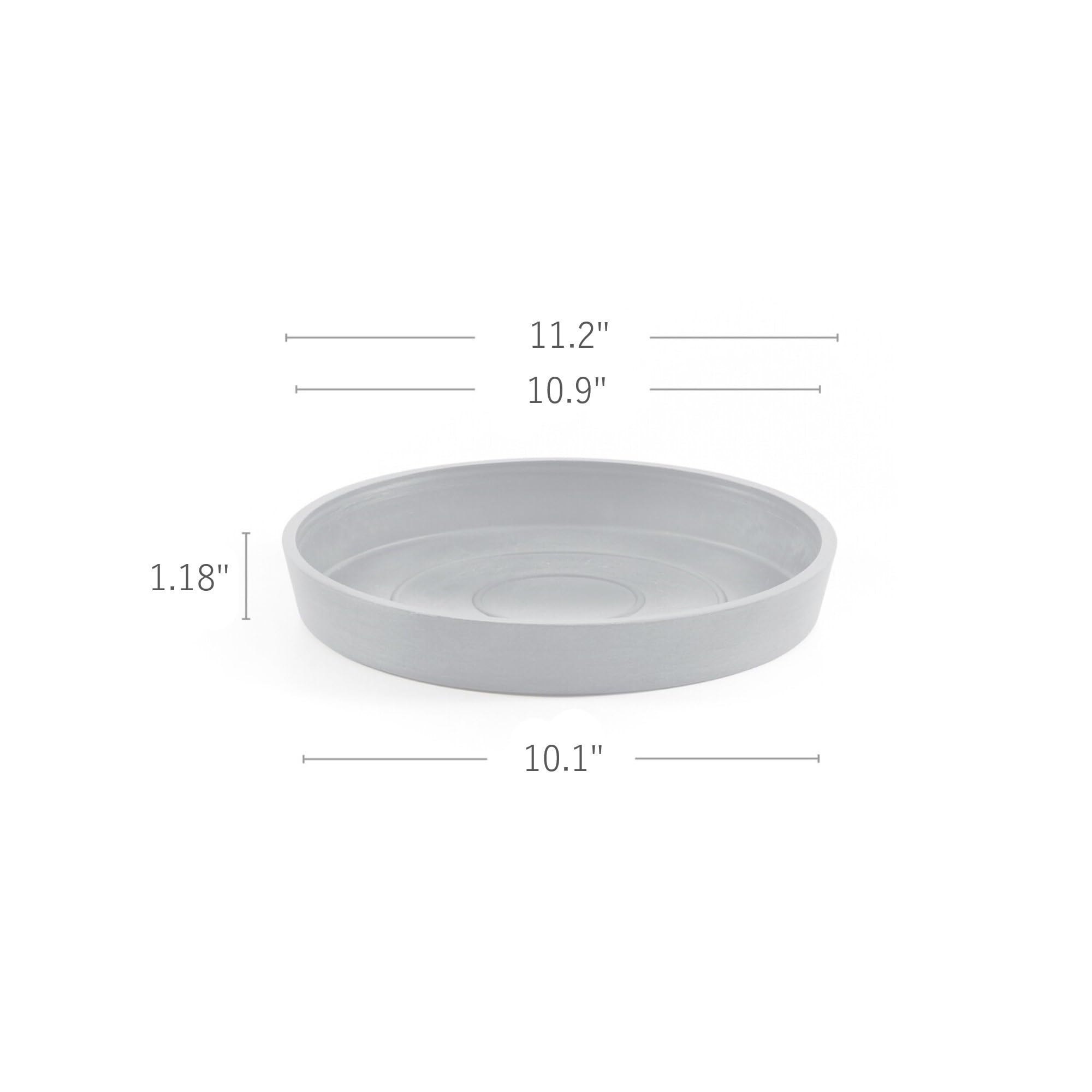 Eco-Friendly Round Recycled Plastic Planter with Saucer - Modern Indoor/Outdoor Flower Pot in Dark Grey (11 Inch) - Perfect for Patio, Garden, Balcony & Home Decor