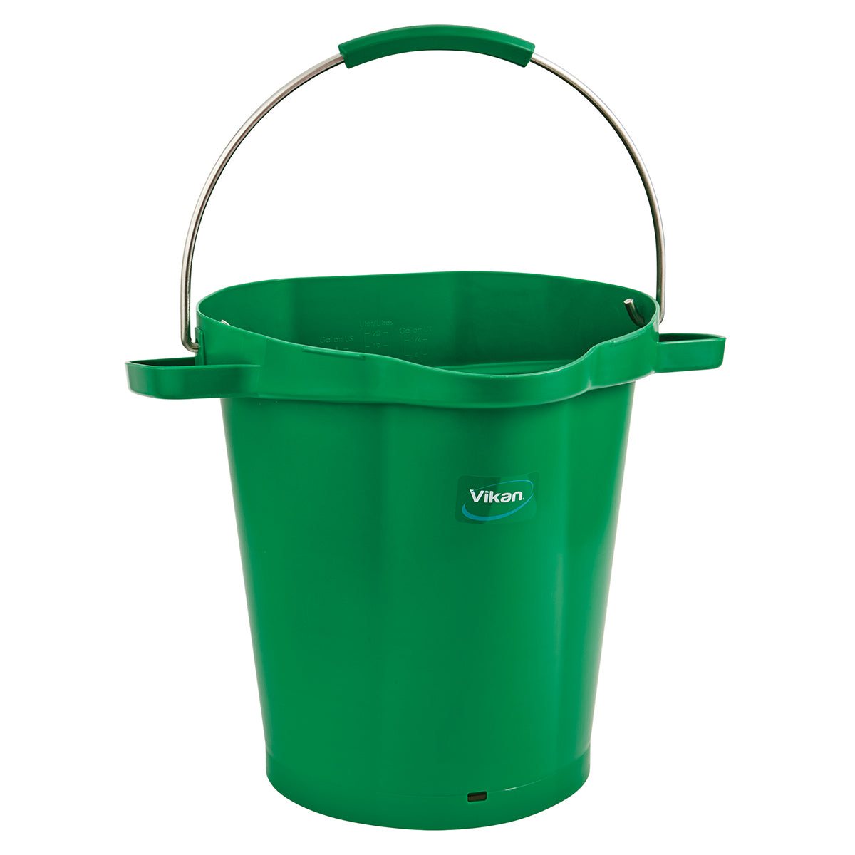 Vikan 5 Gallon Bucket with Stainless Steel Handle - Heavy Duty Plastic Pail for Home, Garden, and Industrial Use - Perfect for Water Storage, Cleaning, Paint Mixing, and DIY Projects (1-Pack)
