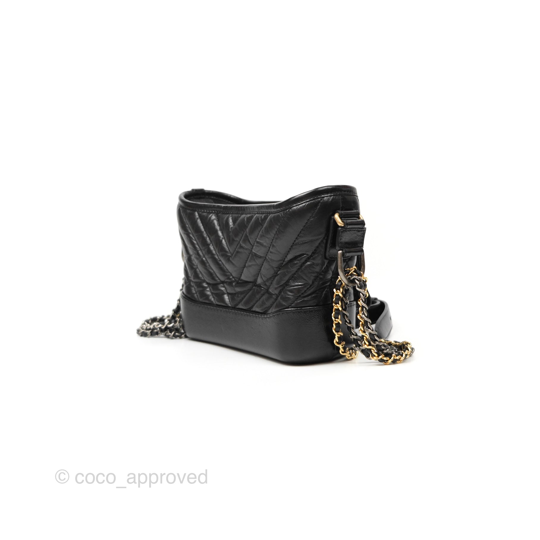 Chanel Chevron Small Gabrielle Hobo Bag in Black Aged Calfskin with Mixed Hardware - Luxury Shoulder Bag for Women, Perfect for Work, Travel and Everyday Use