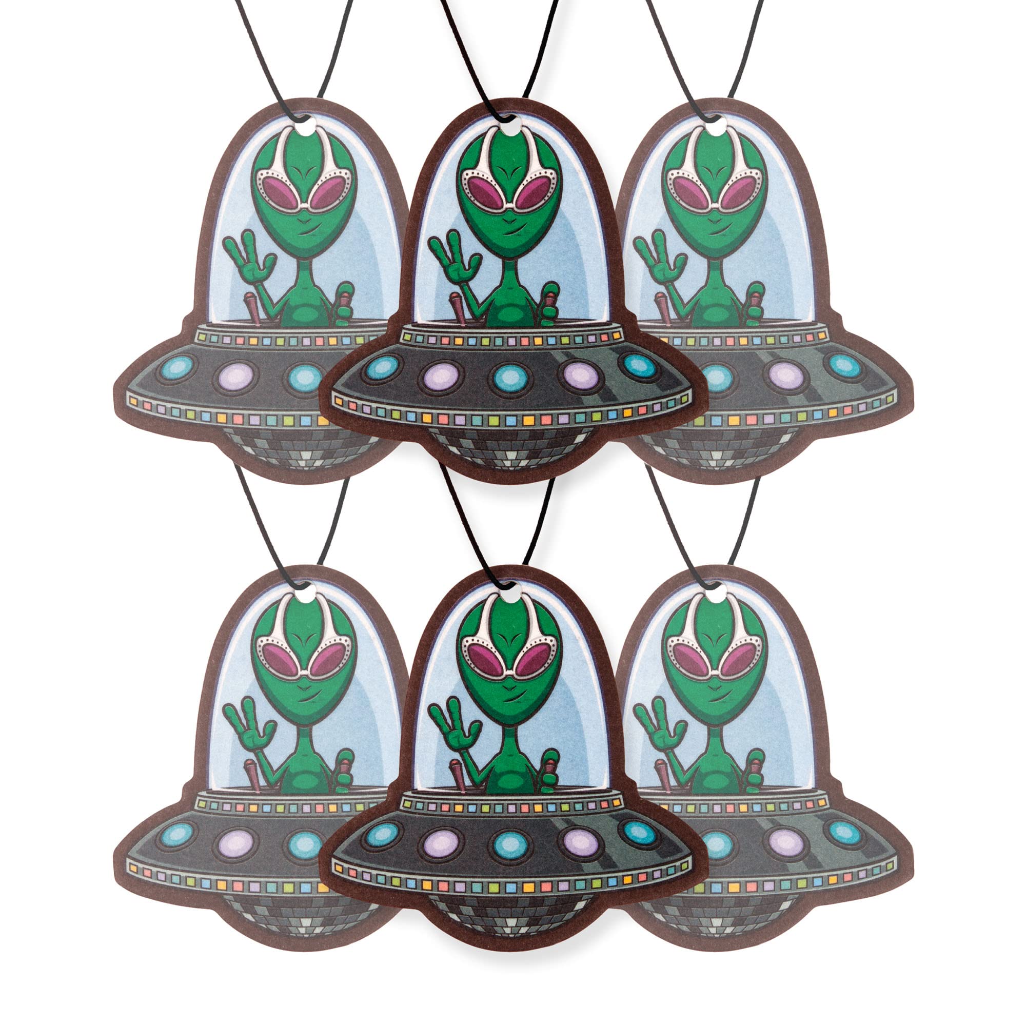 Alien in UFO Car Air Freshener - 6 Pack Essential Oil Scented Car Fresheners for Vehicles | Long-Lasting Aroma for Cars, Trucks & SUVs