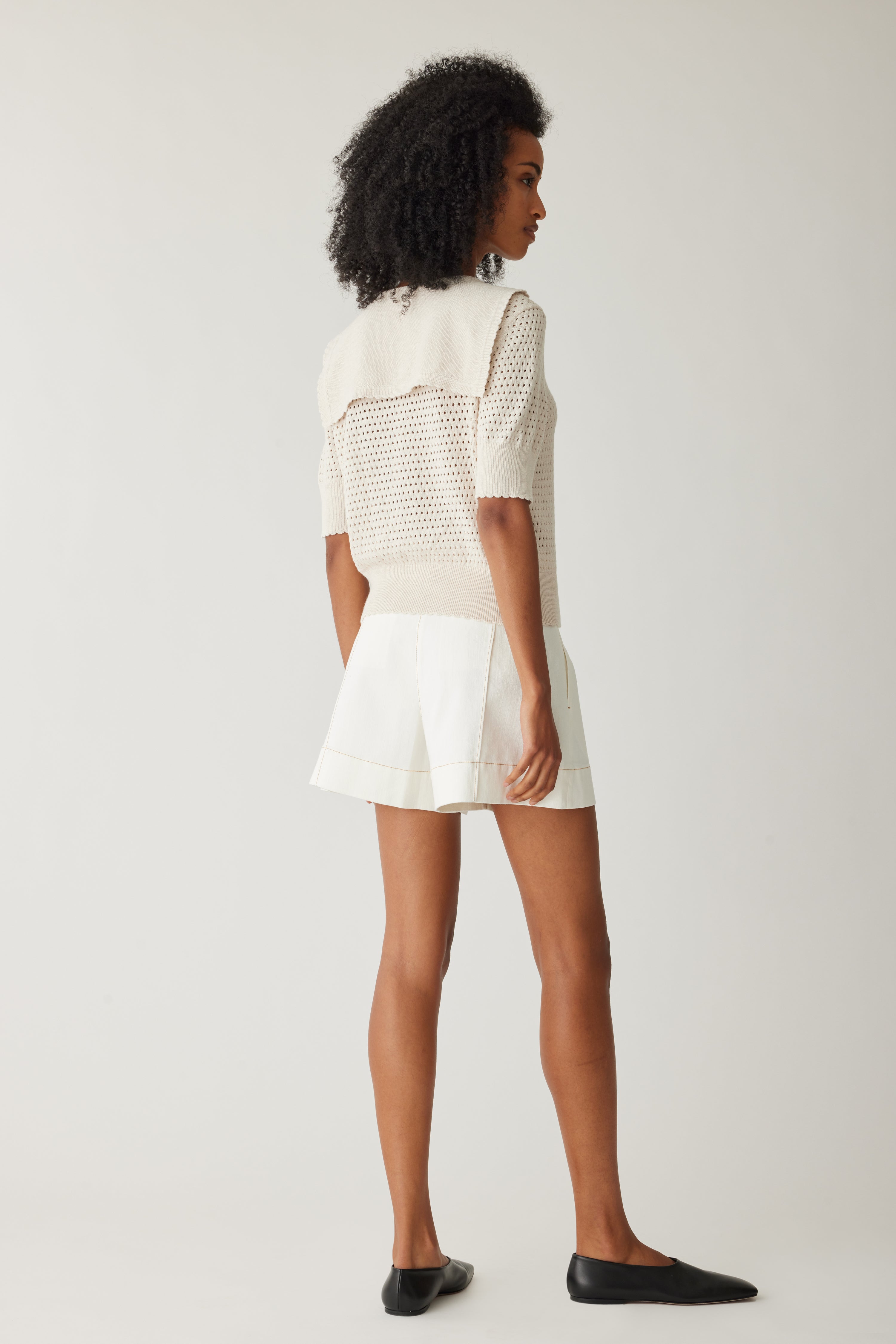 Beige Fern Short Sleeve Knit Sweater for Women - Soft Casual Pullover Top for Spring & Fall - Perfect for Office, Dates & Weekend Outings