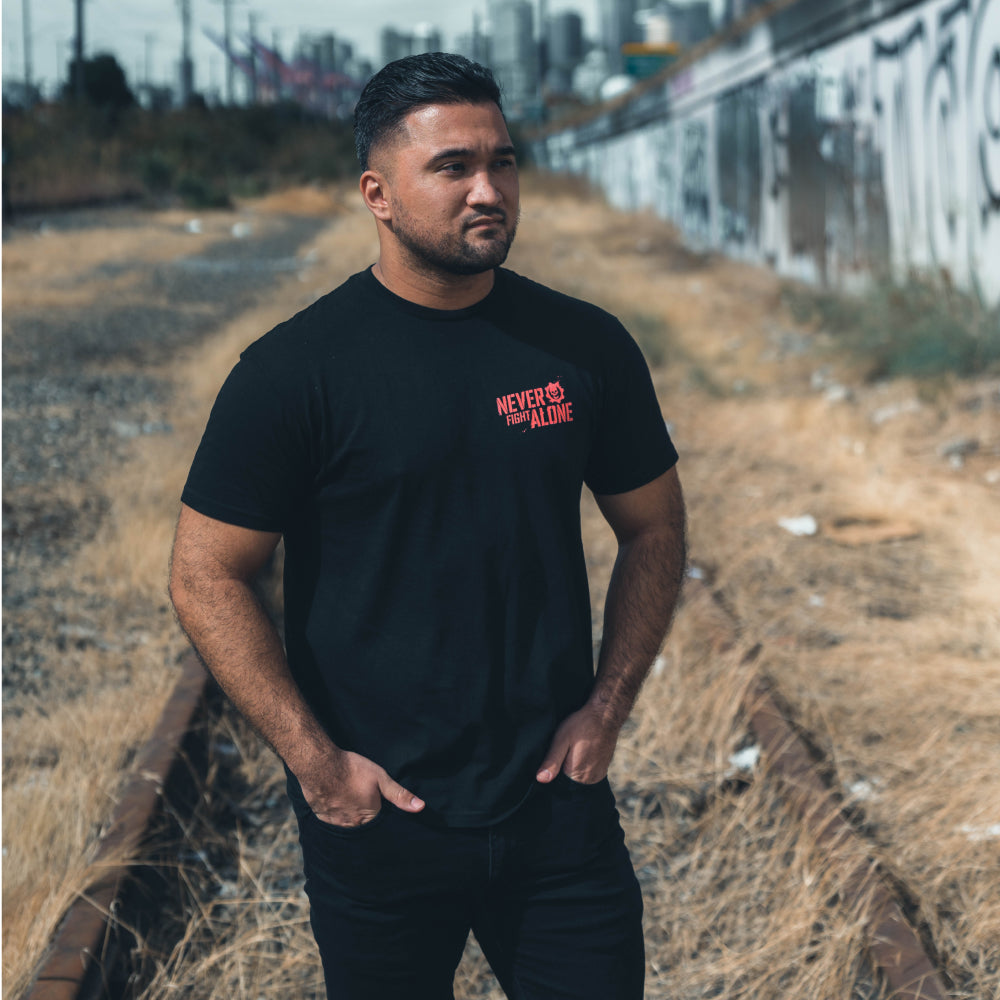 Gears of War 'Never Fight Alone' Graphic T-Shirt by Luke Preece | Official Video Game Merchandise for Fans & Gamers | Perfect for Cosplay, Gaming Events & Casual Wear