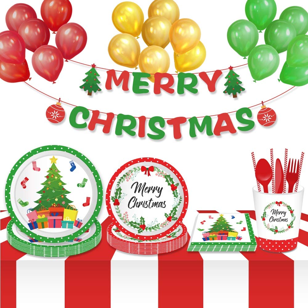 Li-ya 113-Piece Christmas Disposable Dinnerware Set - 7